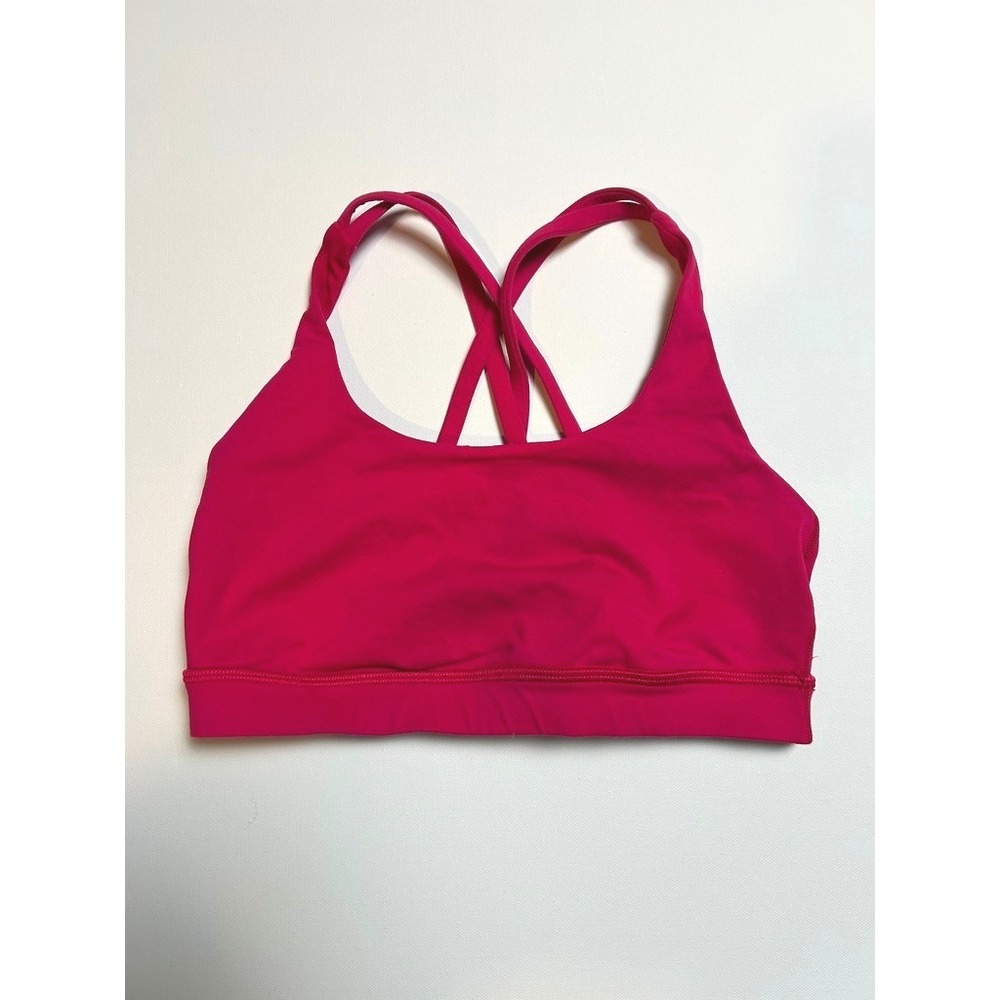 Lululemon Women Energy Sports Bra Pink Strappy Medium Support 6 Running Gym